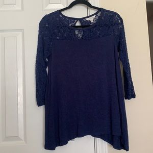 Navy Lace Top